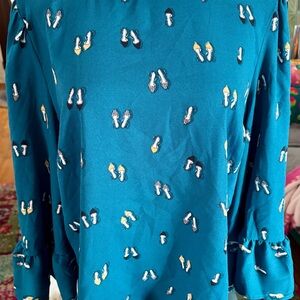 Blue Women's Top with Shoe Print
